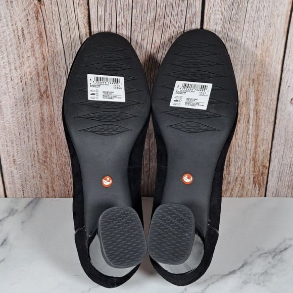 Clarks Shoes Clarks Unstructured Cosmo Way Black Leather Pump Block Heel Womens 65 M Nwob